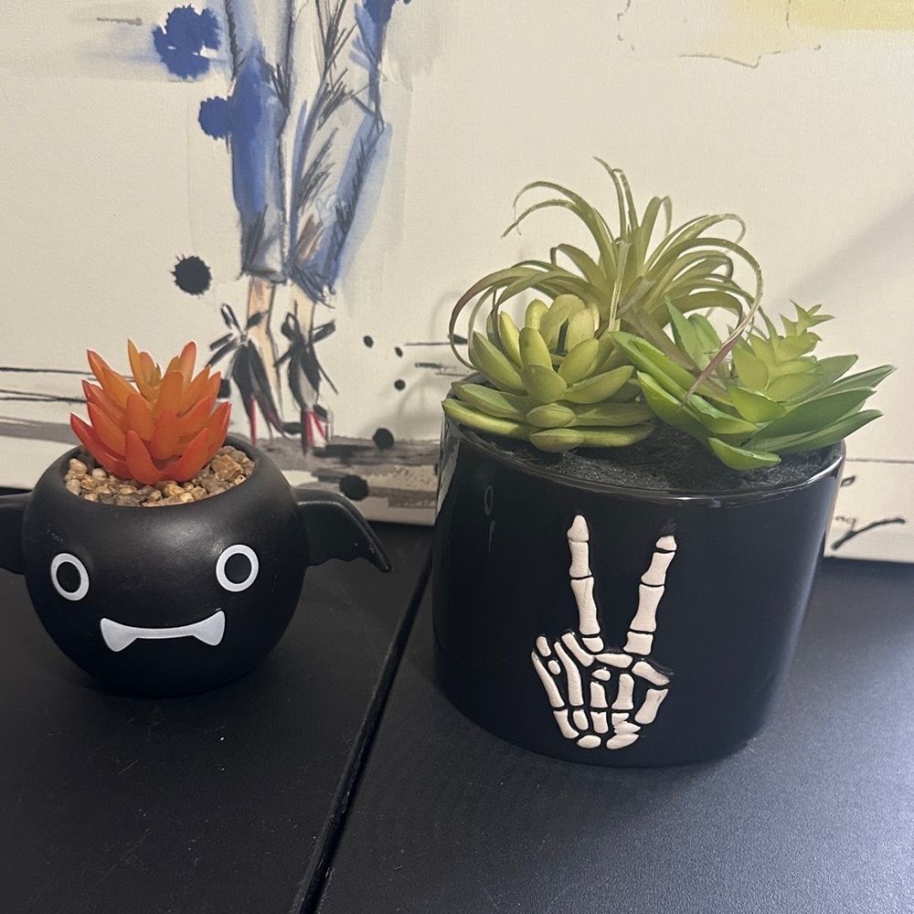 Halloween faux plant decor set of 2